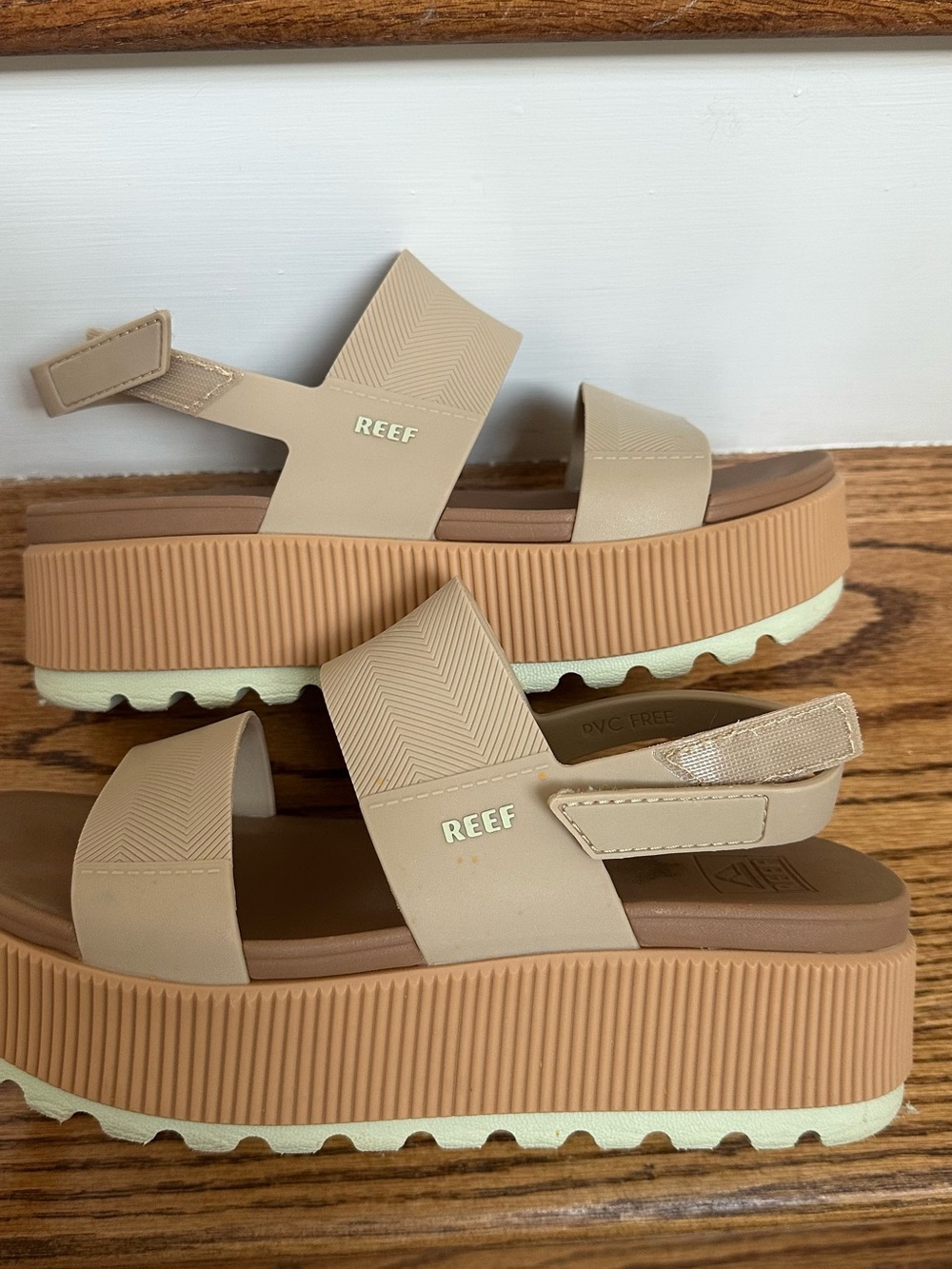 Reef Women's Water Higher Vista Platform Sandals in Beige and Tan
